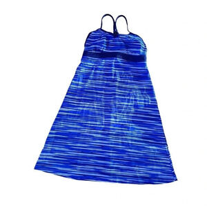 Athleta Shorebreak Blue Striped Racerback Sun Swim Coverup Dress Size S